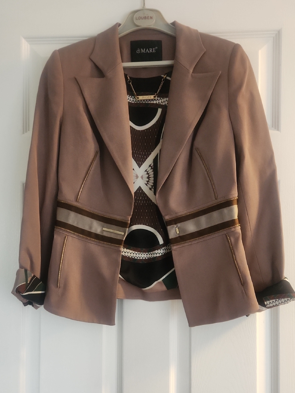 European Designer Women's Tailored Jacket with Zip Trim Size 2-4